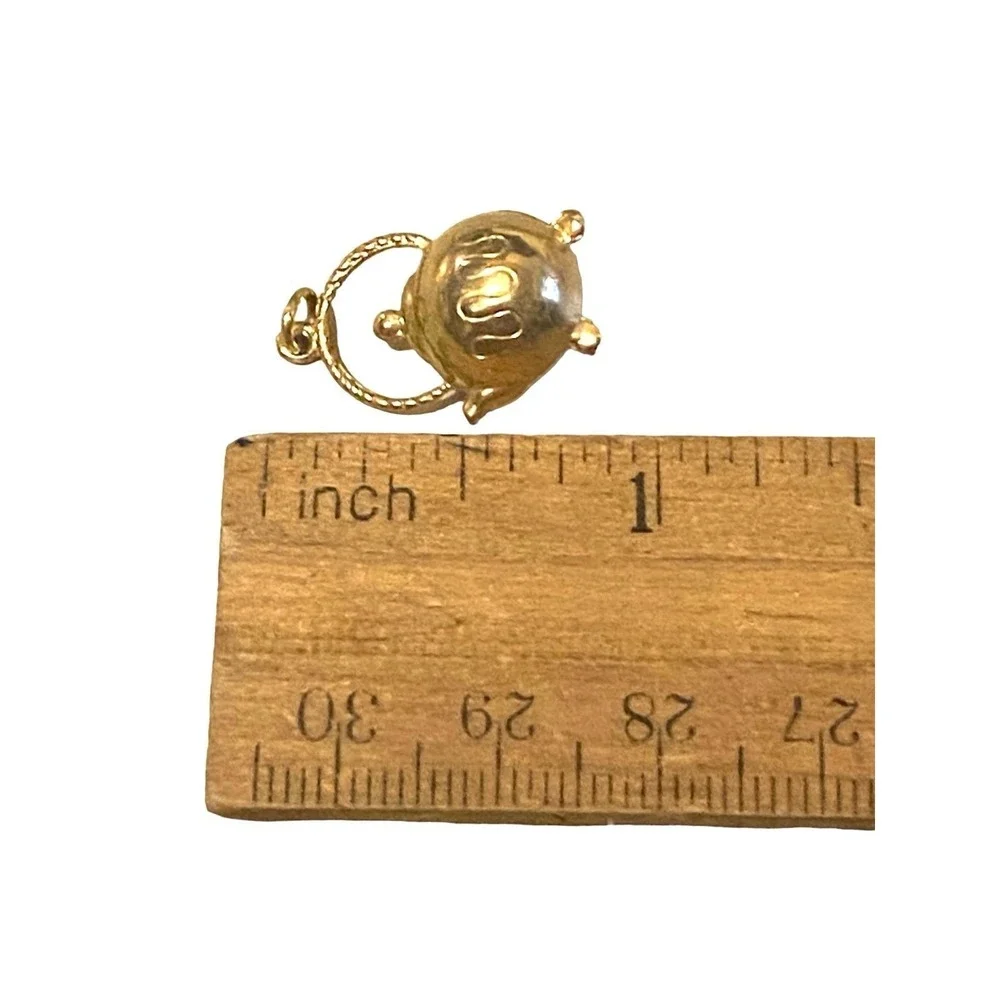 Vintage Gold‎ Toned Puffy Tea pot Kettle Charm Pendant